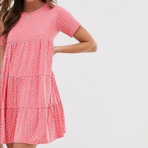 ASOS tiered smock dress in pink